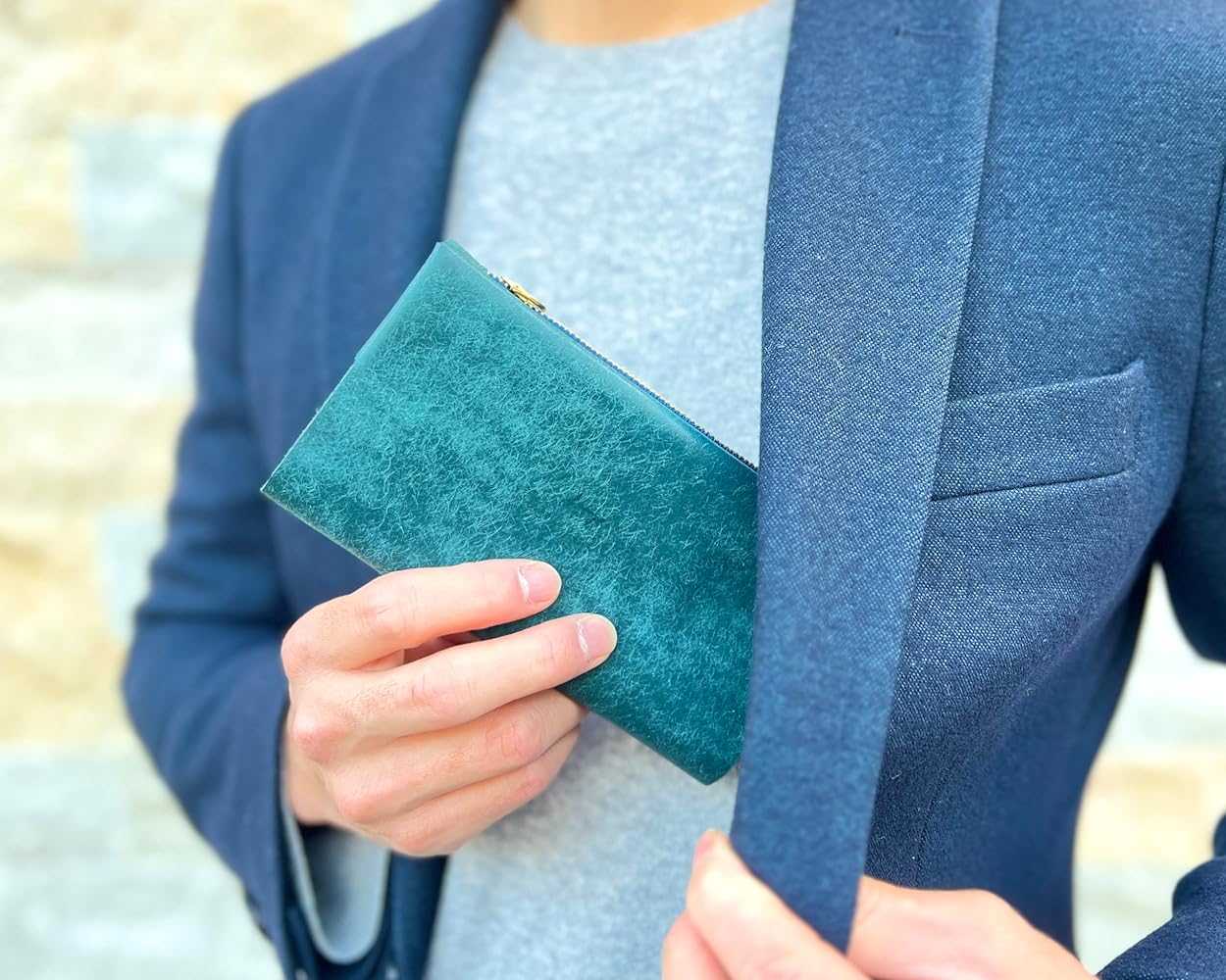 y*.様 moku 小さく薄い長財布 Uno ver.2 ブルー Makuake 薄い財布 メンズ・レディース/小さく薄い長財布UNO ver.2 Buttero